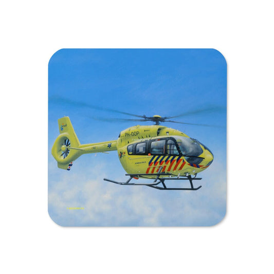 Peter Hoogenberg - Coaster - Ambulance Helicopter Wadden Islands Coasters TP Aviation Art