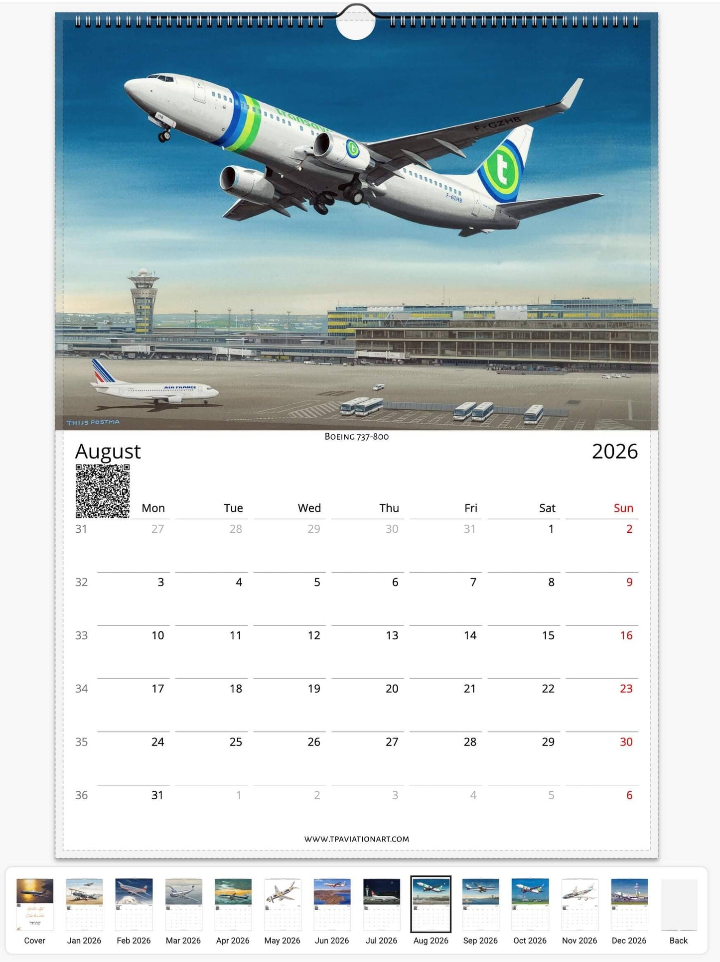 Thijs Postma - Aviation Art Calendar 2026 - Boeing Collection Calendar TP Aviation Art