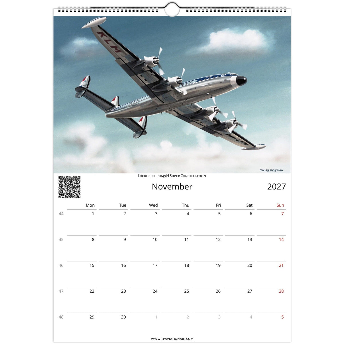 Thijs Postma - Aviation Art Calendar 2027 - Constellation Collection Calendar TP Aviation Art