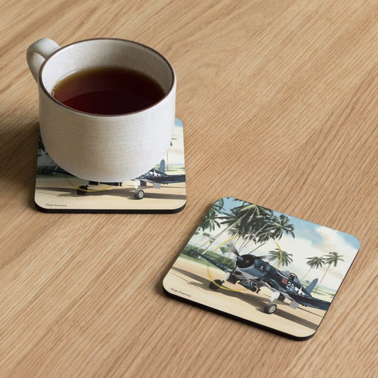 Thijs Postma - Coaster - Vought F4U-1A Corsair Of Lt Ike Kepford In The Pacific Coasters TP Aviation Art