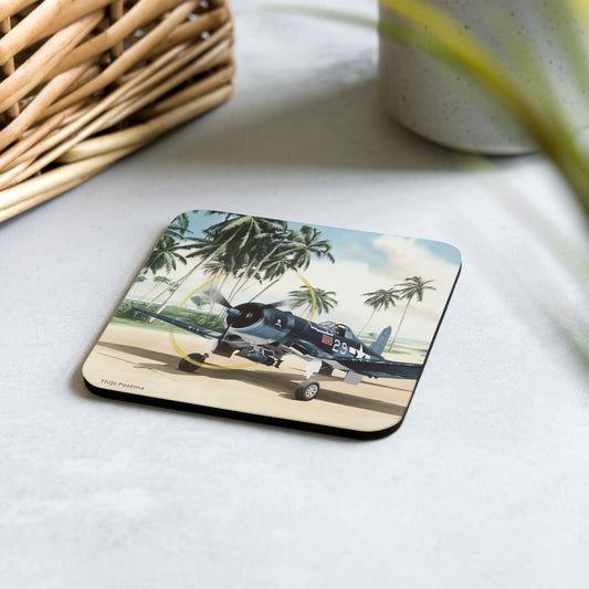 Thijs Postma - Coaster - Vought F4U-1A Corsair Of Lt Ike Kepford In The Pacific Coasters TP Aviation Art