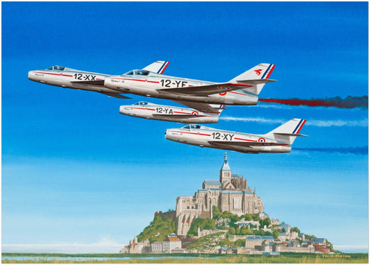 Thijs Postma - Original Painting - Dassault Mystère IV Patrouille de France Original Painting TP Aviation Art