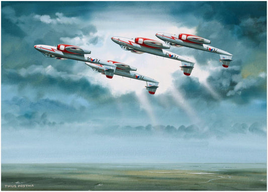 Thijs Postma - Original Painting - Gloster Meteor Mk.8 Four Diamonds Original Painting TP Aviation Art