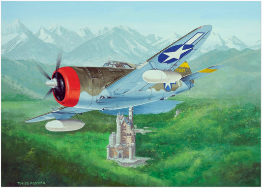 Thijs Postma - Original Painting - Republic P-47D Thunderbolt Over Schloss Neuschwanstein Original Painting TP Aviation Art