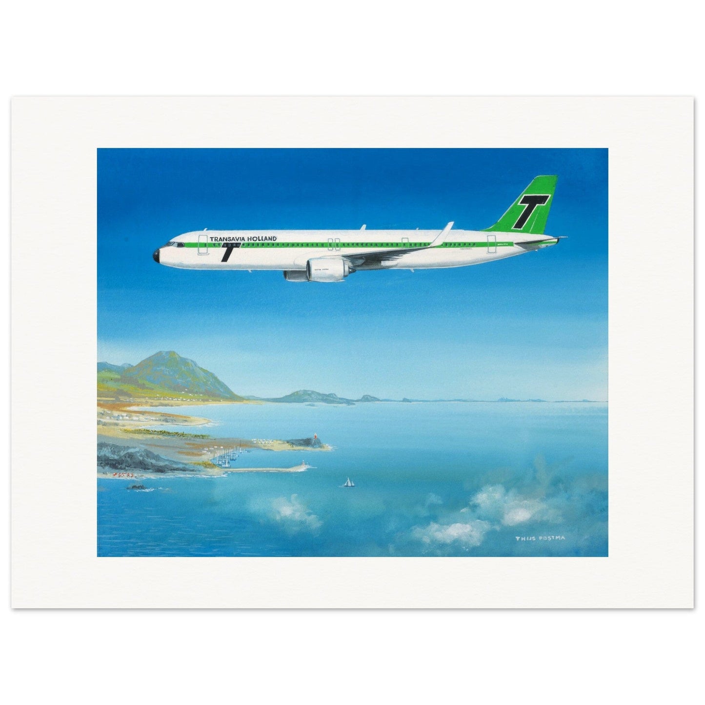 Thijs Postma - Poster - Airbus A321neo Transavia Poster Only TP Aviation Art 60x80 cm / 24x32″