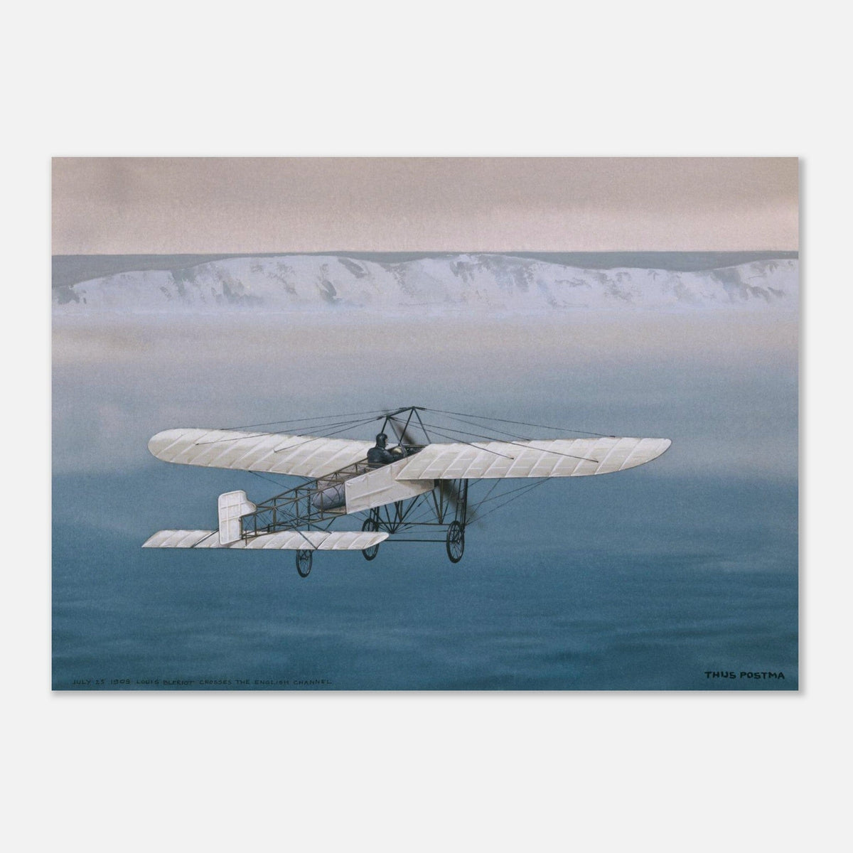Thijs Postma - Poster - Blériot XI Over English Channel Poster Only TP Aviation Art 50x70 cm / 20x28″