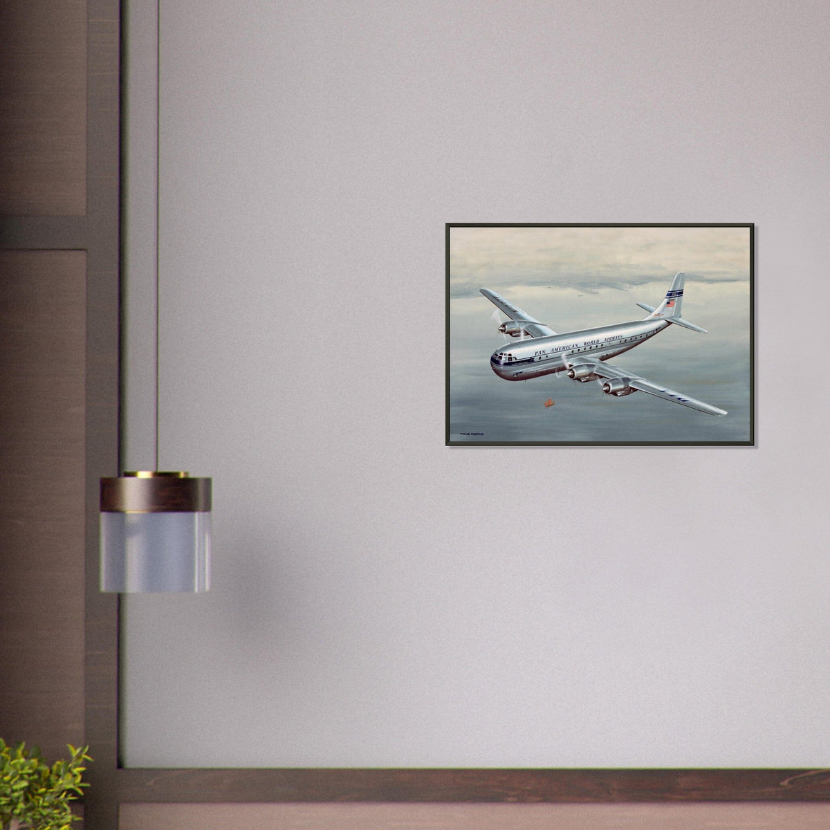 Thijs Postma - Poster - Boeing 377 Stratocruiser In The Far East - Metal Frame Poster - Metal Frame TP Aviation Art