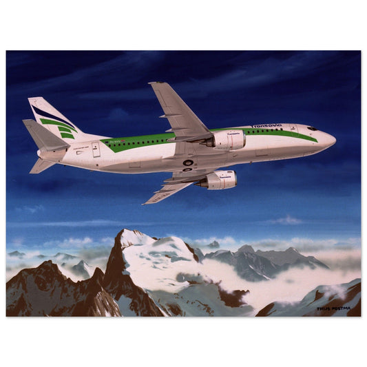 Thijs Postma - Poster - Boeing 737-300 Transavia Over Alps Poster Only TP Aviation Art 60x80 cm / 24x32″