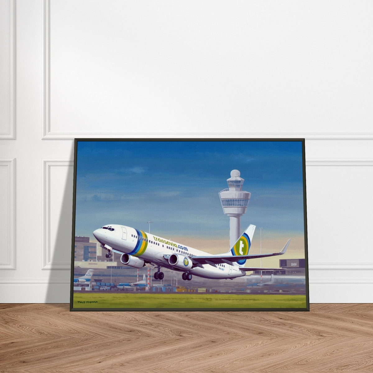 Thijs Postma - Poster - Boeing 737-800 Transavia Schiphol Airport - Metal Frame Poster - Metal Frame TP Aviation Art