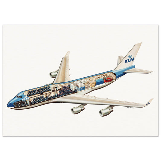 Thijs Postma - Poster - Boeing 747-400 KLM Combi Cutaway Poster Only TP Aviation Art 50x70 cm / 20x28″