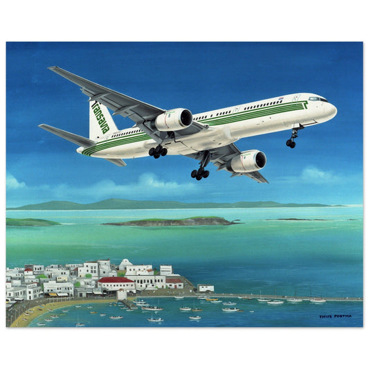 Thijs Postma - Poster - Boeing 757 Transavia - Greek Village Poster Only TP Aviation Art 40x50 cm / 16x20″