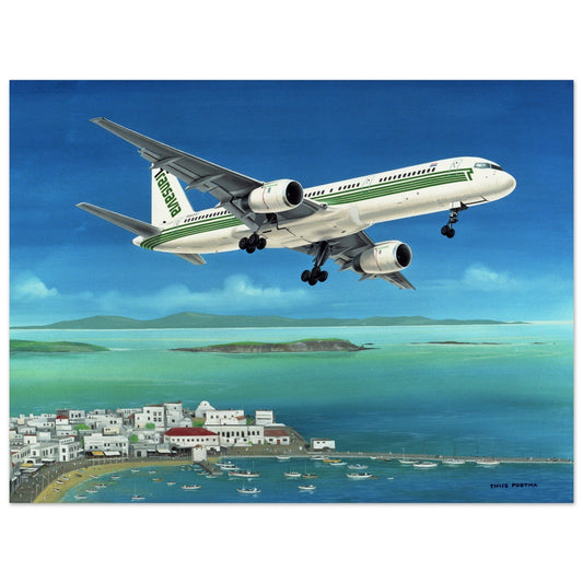 Thijs Postma - Poster - Boeing 757 Transavia - Greek Village Poster Only TP Aviation Art 60x80 cm / 24x32″