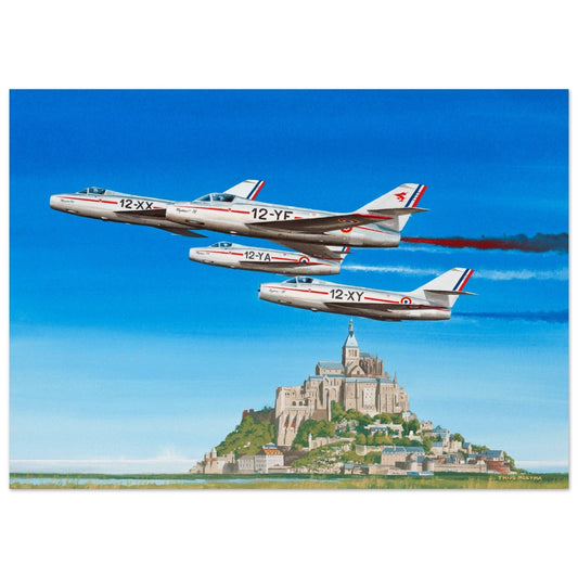 Thijs Postma - Poster - Dassault Mystère IV Patrouille de France Poster Only TP Aviation Art 50x70 cm / 20x28″