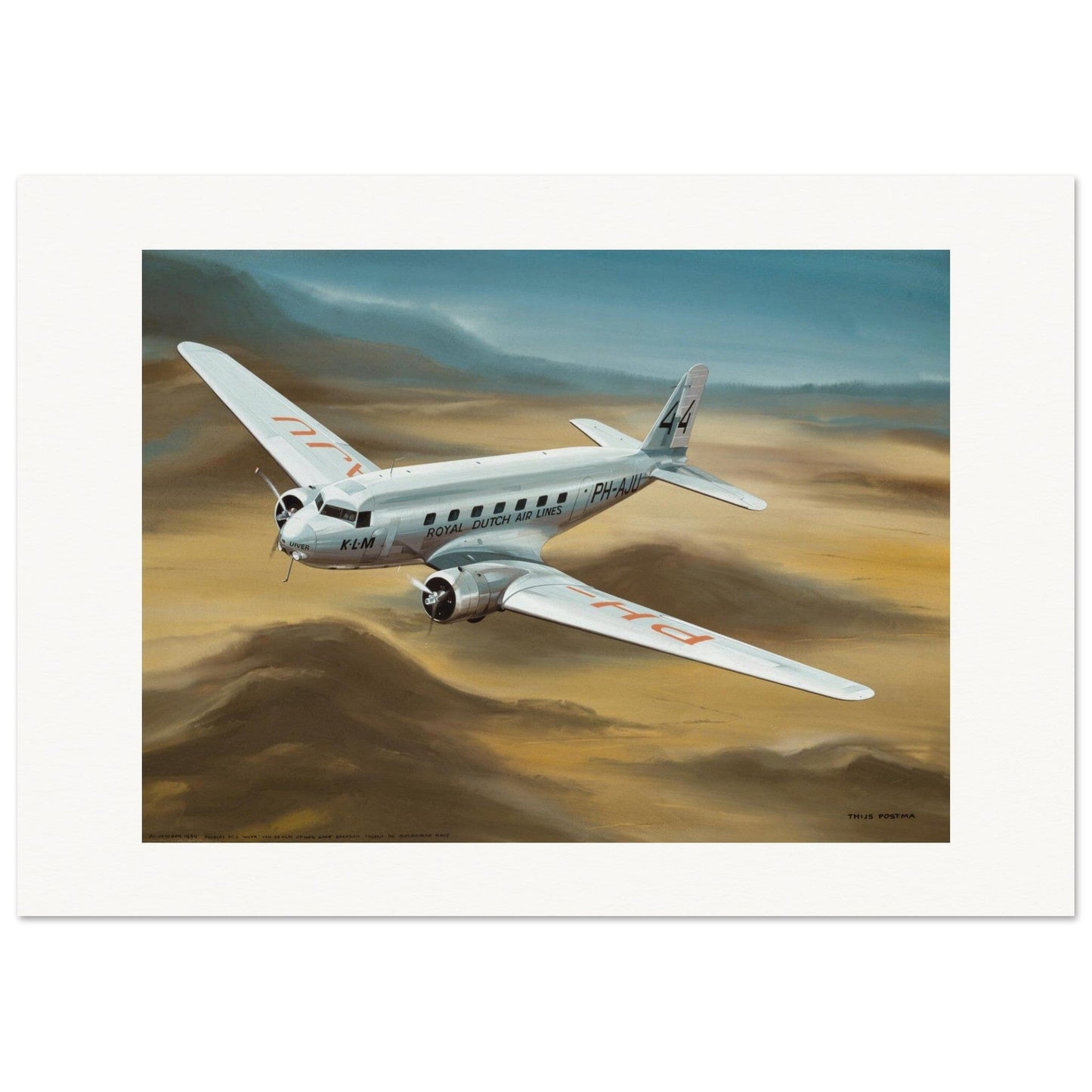 Thijs Postma - Poster - Douglas DC-2 PH-AJU Aviahobby Poster Only TP Aviation Art 70x100 cm / 28x40″