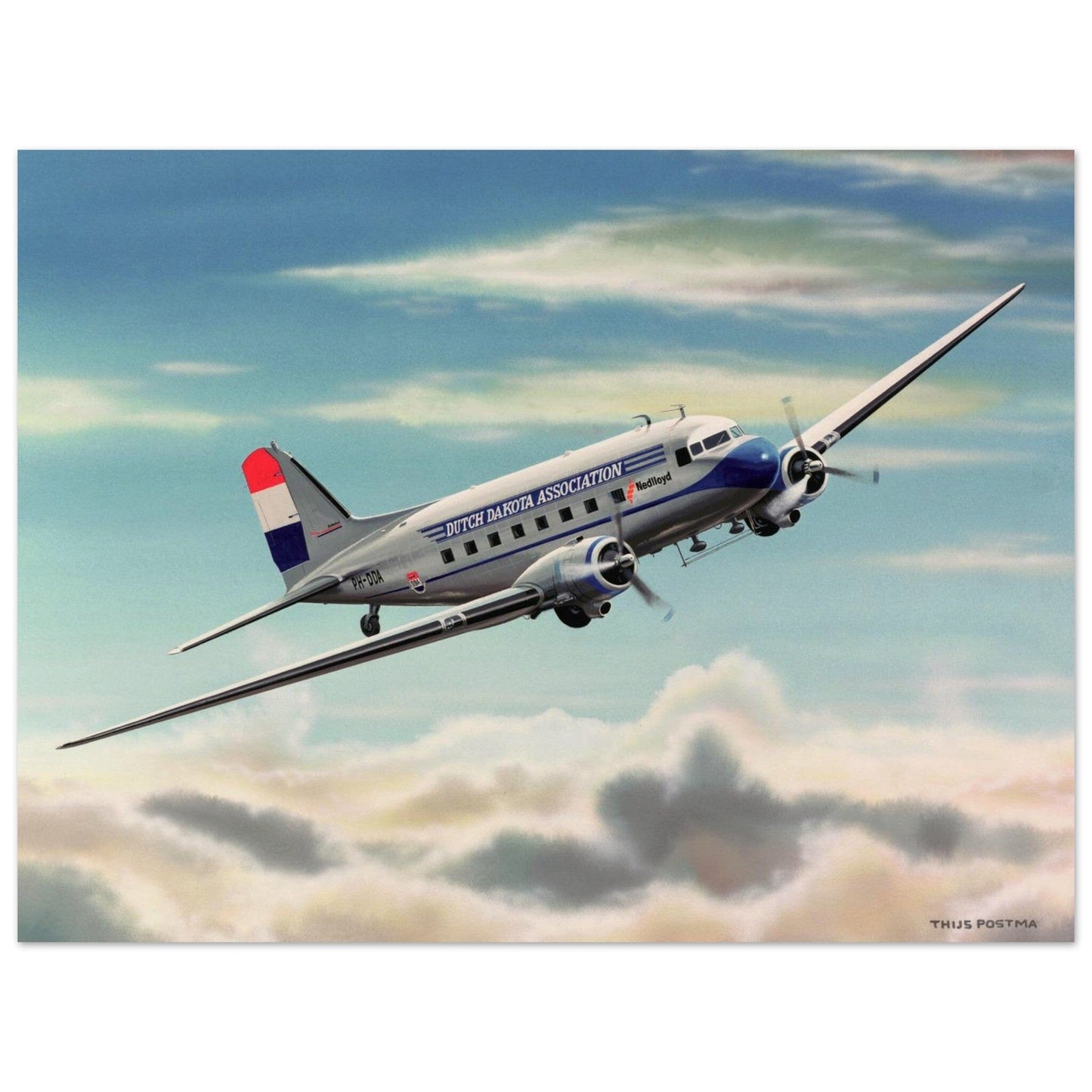 Thijs Postma - Poster - Douglas DC-3 DDA Nedlloyd Poster Only TP Aviation Art 45x60 cm / 18x24″