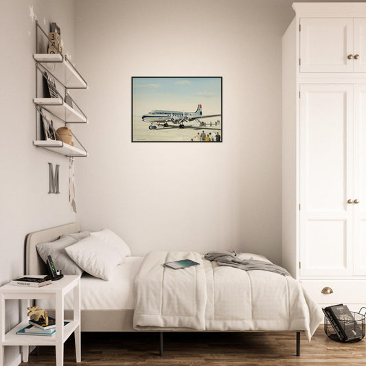 Thijs Postma - Poster - Douglas DC-4 Skymaster KLM PH-TLK Boarding - Metal Frame Poster - Metal Frame TP Aviation Art