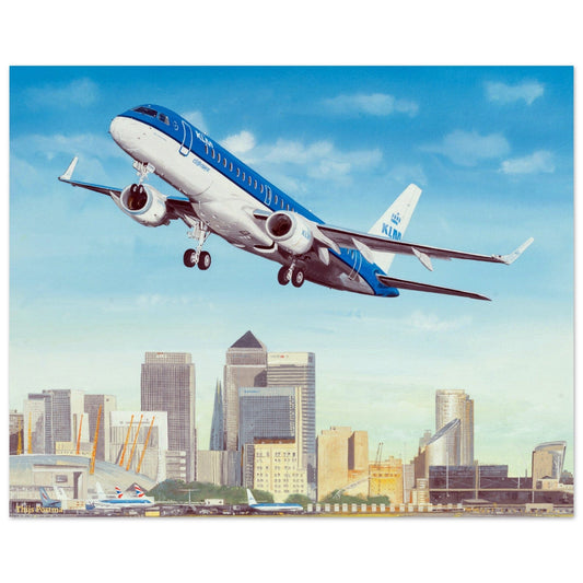 Thijs Postma - Poster - Embraer 190 CityHopper London City Airport Poster Only TP Aviation Art 40x50 cm / 16x20″