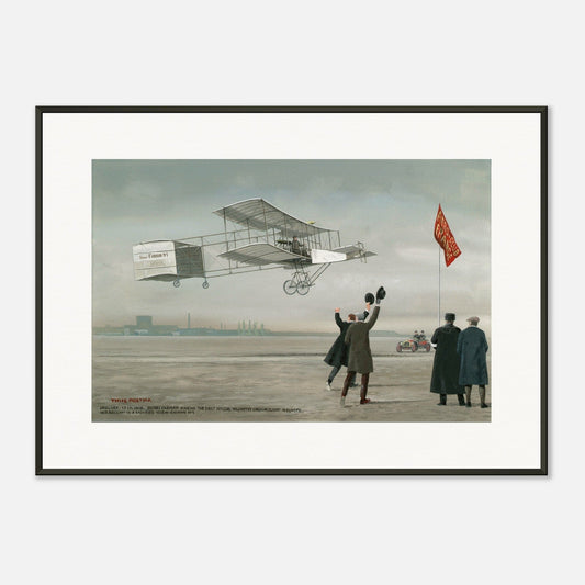 Thijs Postma - Poster - Farman No.1 First Flight Of One Kilometer Over Europe - Metal Frame Poster - Metal Frame TP Aviation Art 50x70 cm / 20x28″