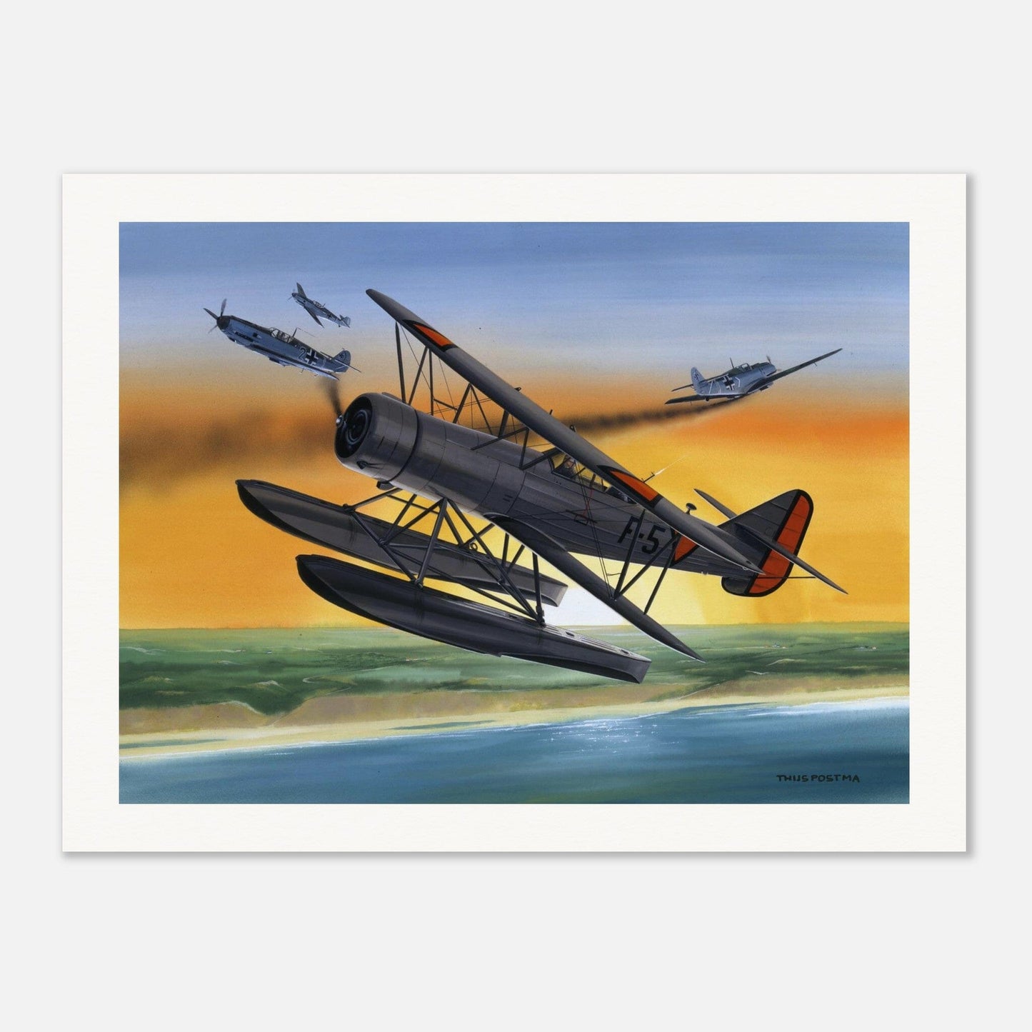 Thijs Postma - Poster - Fokker C.14w In Action Poster Only TP Aviation Art 60x80 cm / 24x32″
