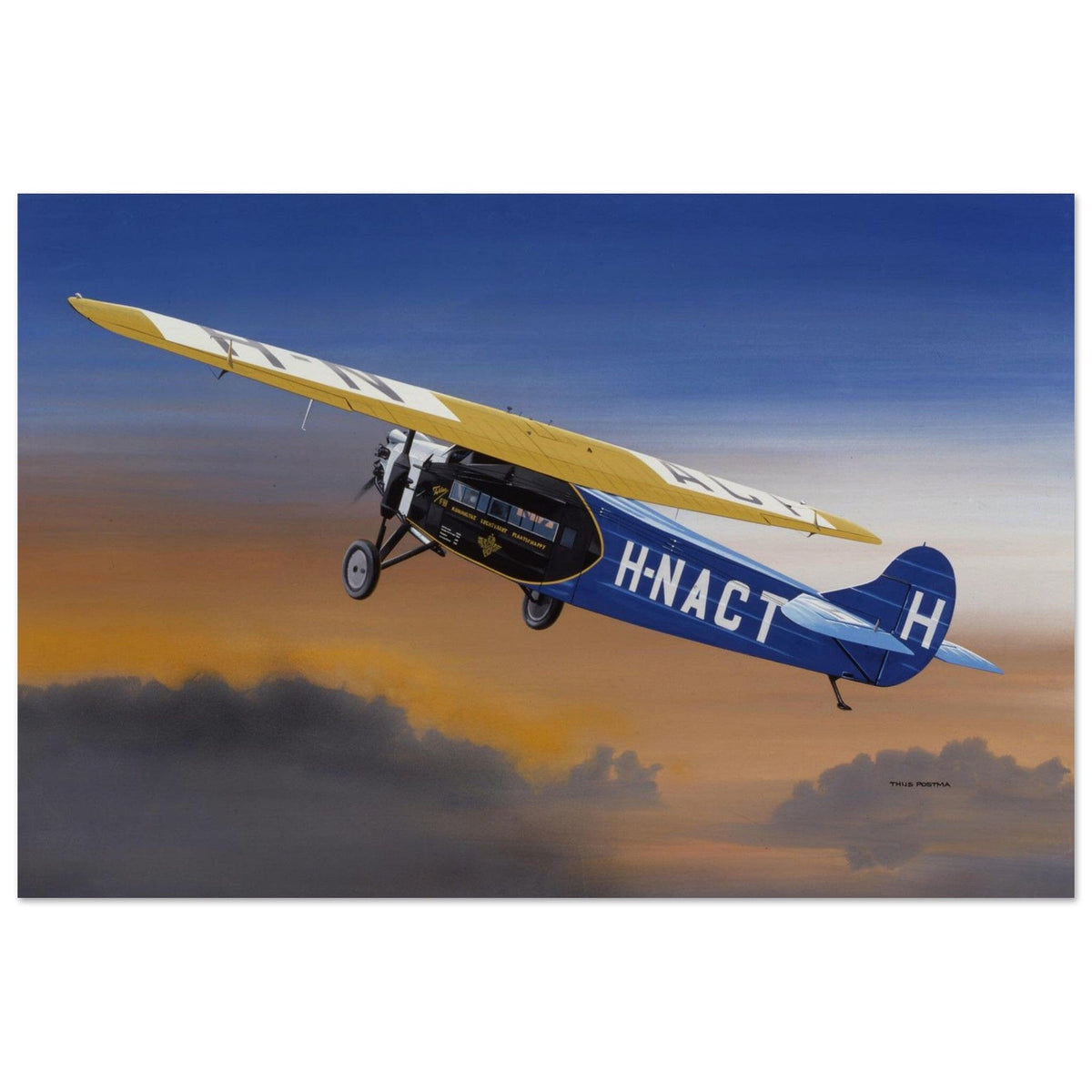 Thijs Postma - Poster - Fokker F.7A H-NACT Up in the Sky Poster Only TP Aviation Art 40x60 cm / 16x24″