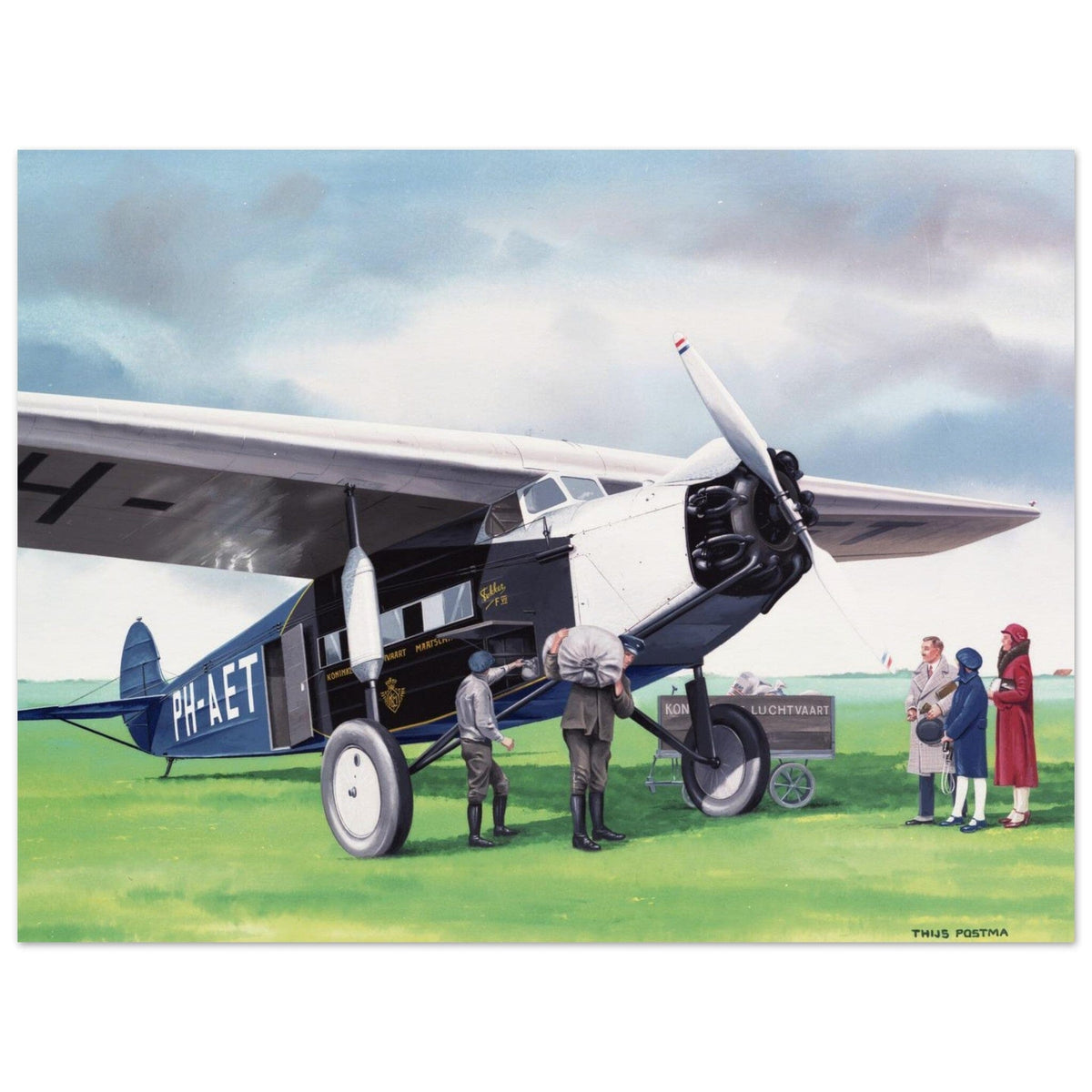 Thijs Postma - Poster - Fokker F.7A PH-AET Unloading Cargo Poster Only TP Aviation Art 45x60 cm / 18x24″
