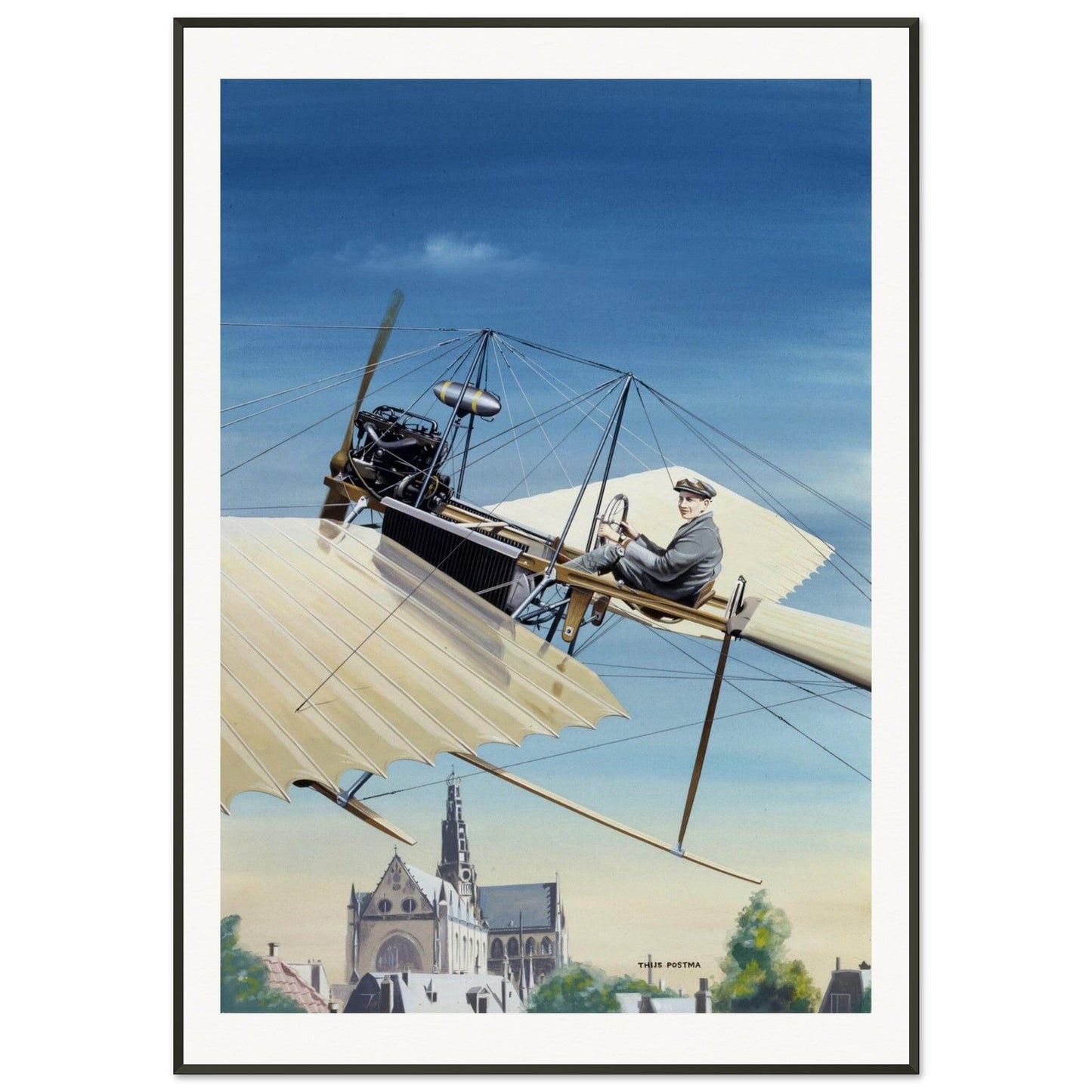 Thijs Postma - Poster - Fokker Spin No. 3 Haarlem - Metal Frame Poster - Metal Frame TP Aviation Art 70x100 cm / 28x40″