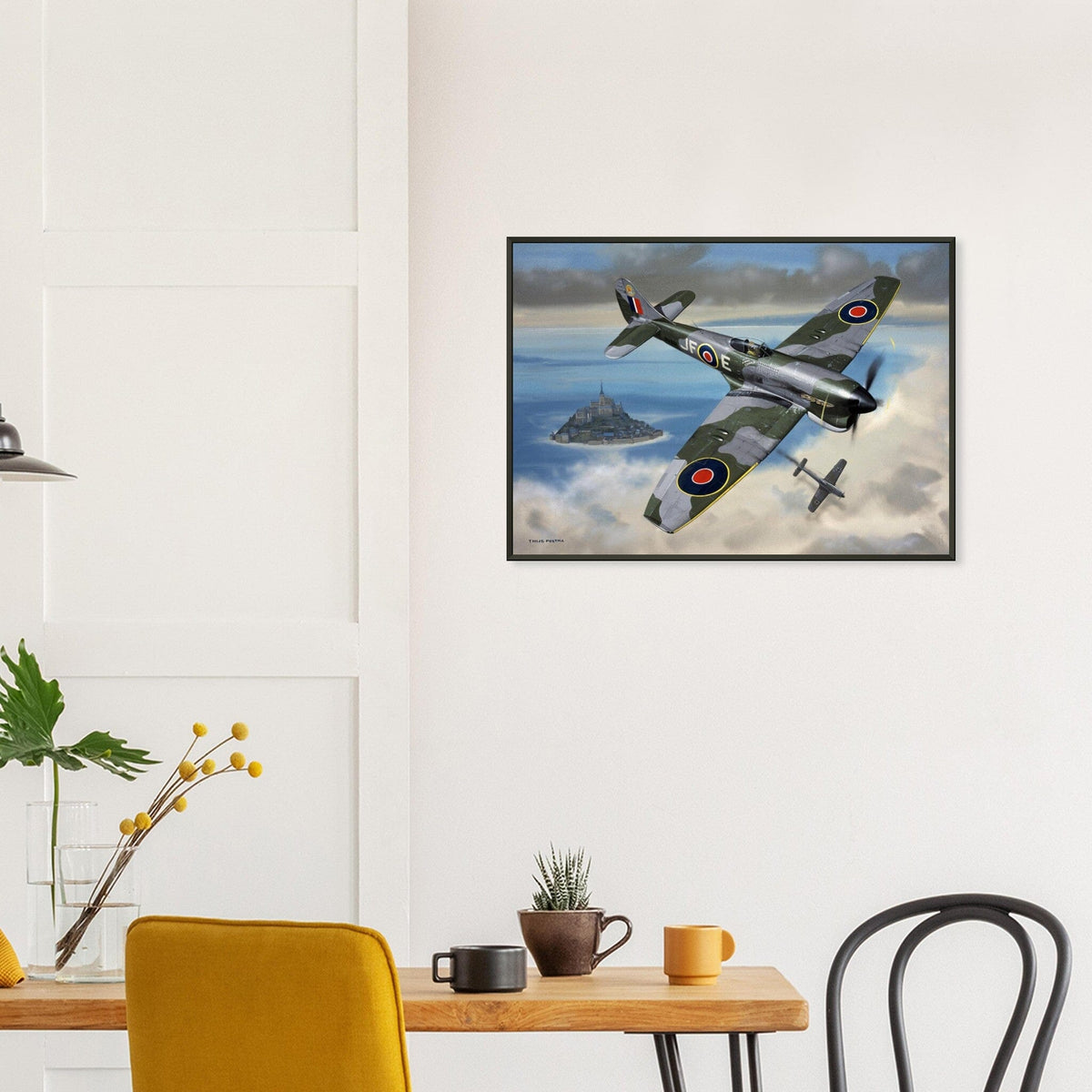 Thijs Postma - Poster - Hawker Tempest JF-E Downing A German Fighter - Metal Frame Poster - Metal Frame TP Aviation Art
