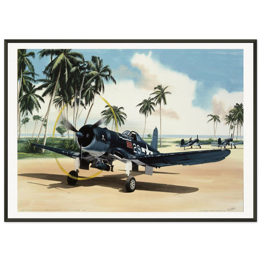 Thijs Postma - Poster - Vought F4U-1A Corsair Of Lt Ike Kepford In The Pacific - Metal Frame Poster - Metal Frame TP Aviation Art 50x70 cm / 20x28″