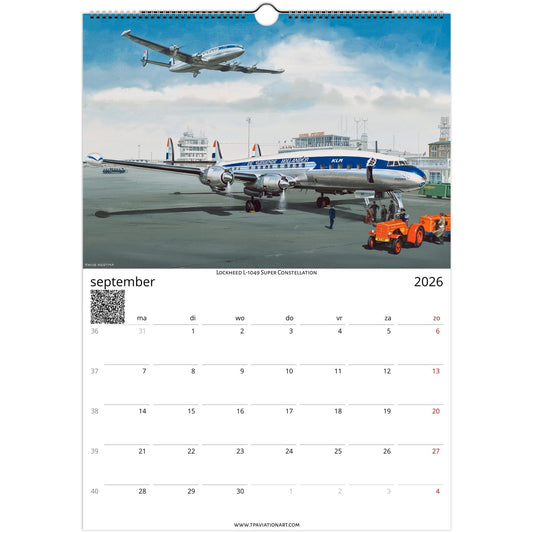 Thijs Postma - Vliegende Kunstkalender 2026 - Constellation Collectie Calendar TP Aviation Art