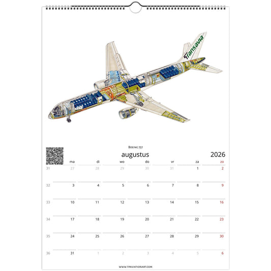 Thijs Postma - Vliegende Kunstkalender 2026 - Transavia Collectie Calendar TP Aviation Art