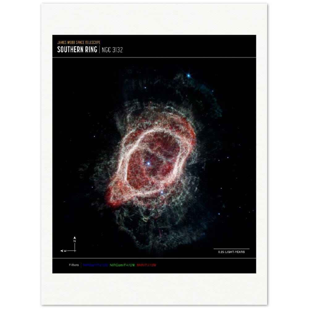 NASA - Poster - 12b. Southern Ring Nebula’s Spokes (NIRCam and MIRI Composite Compass Image) - James Webb Space Telescope Poster Only TP Aviation Art 60x80 cm / 24x32″