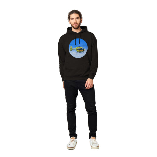 Peter Hoogenberg - Hoodie - Ambulance Helicopter Wadden Islands - Premium Unisex Pullover Hoodie TP Aviation Art