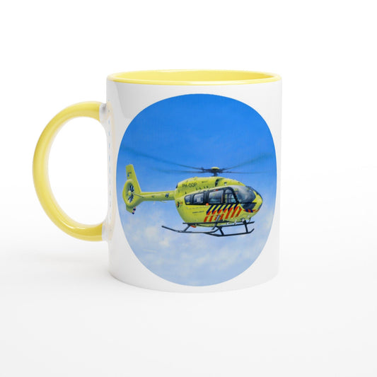 Peter Hoogenberg - Mug - Ambulance Helicopter Wadden Islands - 11oz Ceramic - Round Mugs TP Aviation Art