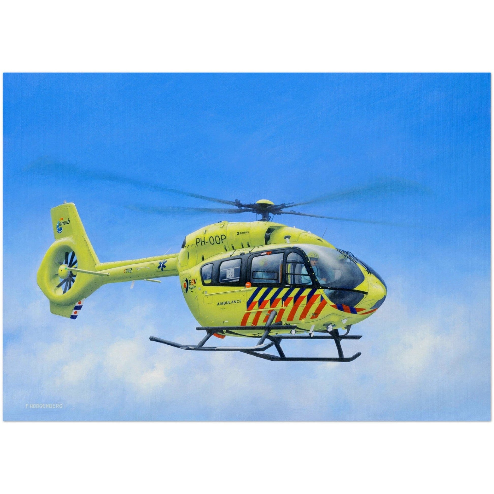 Peter Hoogenberg - Poster - Ambulance Helicopter Wadden Islands Poster Only TP Aviation Art 50x70 cm / 20x28″ 