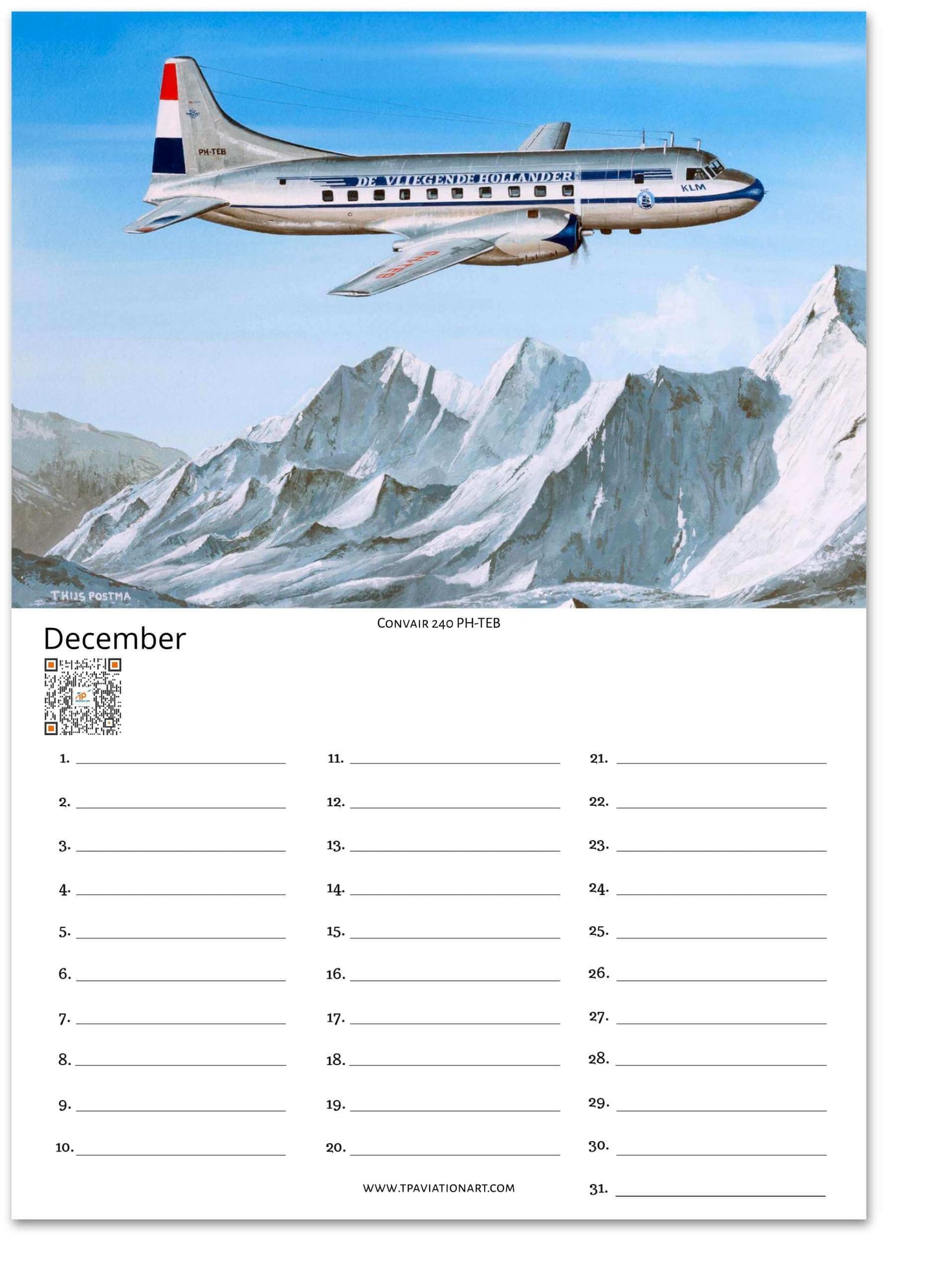 Thijs Postma - Aviation Art Birthday Calendar - Artist Selection Calendar TP Aviation Art