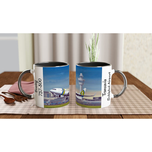 Thijs Postma - Mug - Boeing 737-800 Transavia Schiphol Airport - Ceramic 11oz Mugs TP Aviation Art