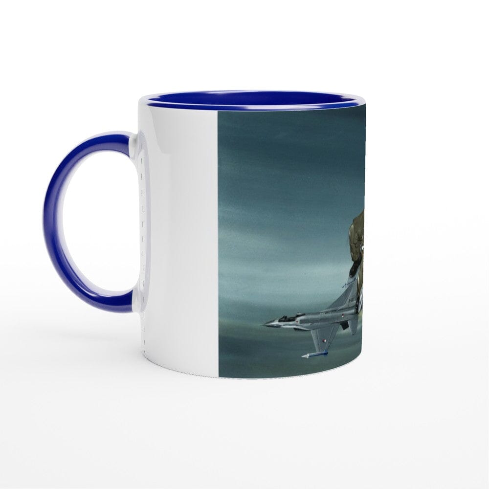 Thijs Postma - Mug - General Dynamics F-16A KLu Using The Ejection Seat - Ceramic 11oz Mugs TP Aviation Art ceramic blue