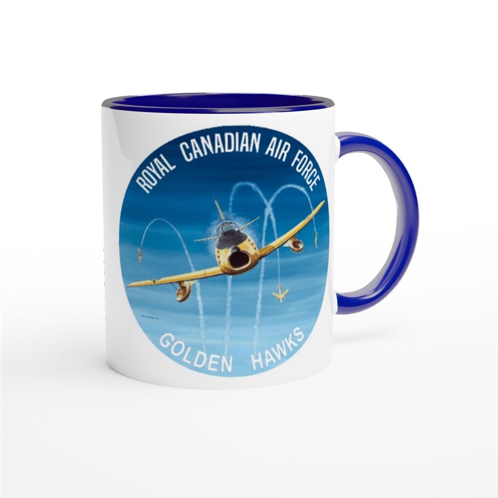 Thijs Postma - Mug - North American F-86 Golden Hawks - Ceramic 11oz Mugs TP Aviation Art ceramic blue