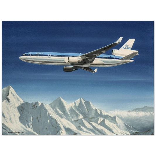 Thijs Postma - Original Painting - Douglas MD-11 Flying Over Snowy Alps Original Painting TP Aviation Art