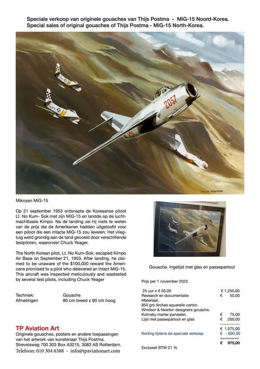 Thijs Postma - Original Painting - MiG-15 And F-86 Sabre In Korea Original Painting TP Aviation Art
