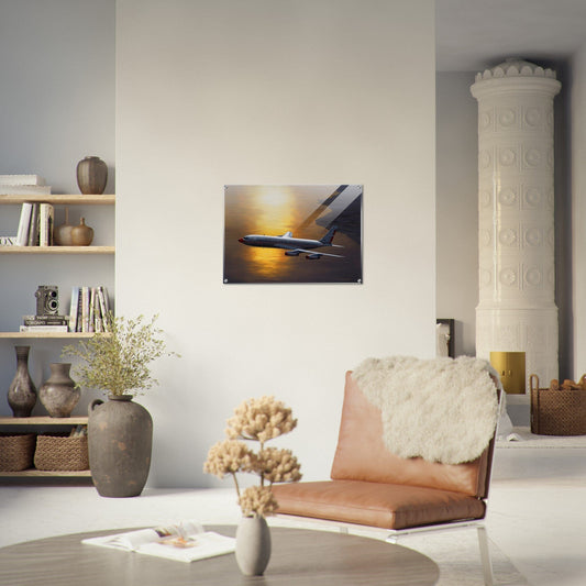 Thijs Postma - Poster - Acrylic - Boeing 707 Against The Sun Acrylic Print TP Aviation Art