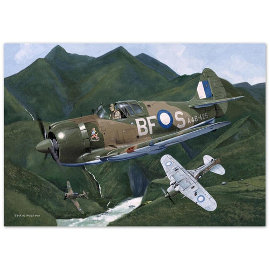 Thijs Postma - Poster - Aluminum - CA-13 Boomerang On Patrol Aluminum Print TP Aviation Art