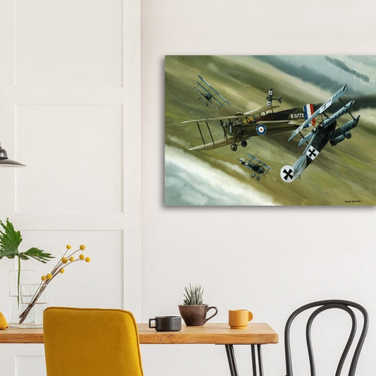 Thijs Postma - Poster - Aluminum - Koolhoven FK.8 On Fire Combating Fokker Dr.I’s Aluminum Print TP Aviation Art
