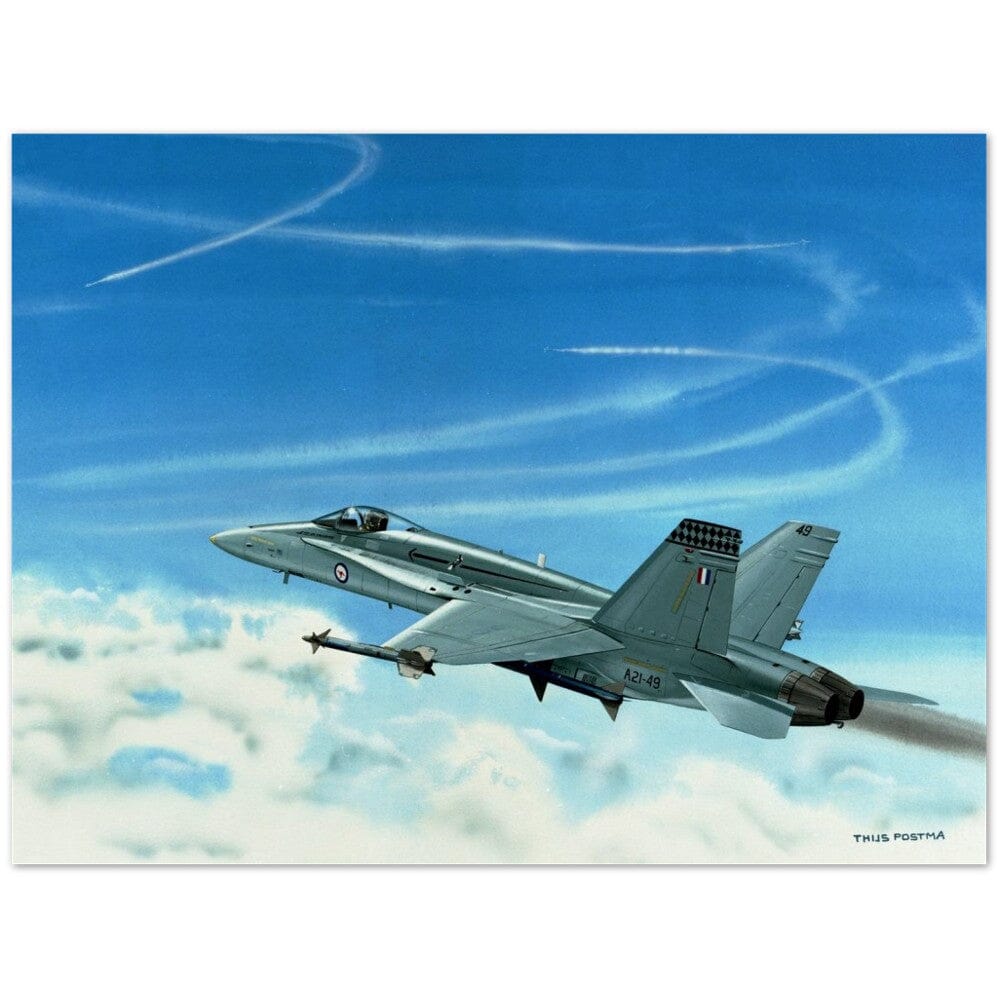 Thijs Postma - Poster - Australian McDonnell F/A-18C Hornet On Its Way Poster Only TP Aviation Art 45x60 cm / 18x24″