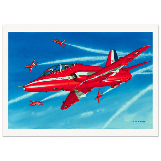Thijs Postma - Poster - BAe Hawks Red Arrows Poster Only TP Aviation Art 50x70 cm / 20x28″