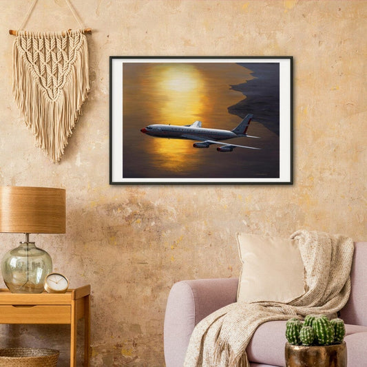Thijs Postma - Poster - Boeing 707 Against The Sun - Metal Frame Poster - Metal Frame TP Aviation Art
