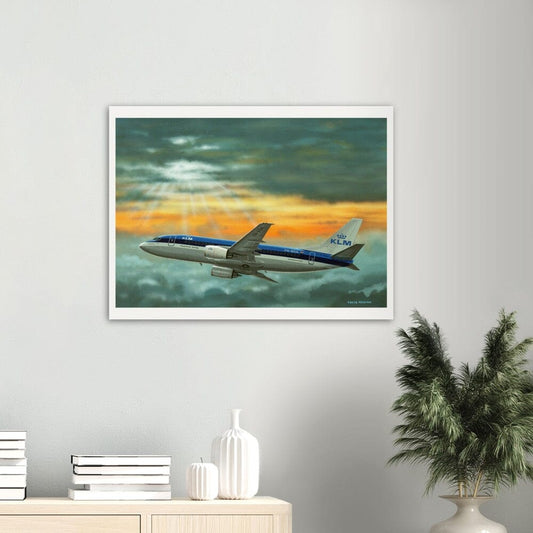 Thijs Postma - Poster - Boeing 737-300 KLM Between Two Cloud Layers Poster Only TP Aviation Art