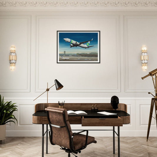 Thijs Postma - Poster - Boeing 737-800 Transavia Orly - Metal Frame Poster - Metal Frame TP Aviation Art