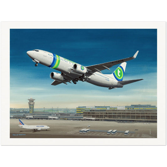 Thijs Postma - Poster - Boeing 737-800 Transavia Orly Poster Only TP Aviation Art
