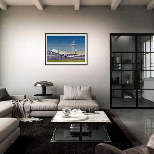 Thijs Postma - Poster - Boeing 737-800 Transavia Schiphol Airport - Metal Frame Poster - Metal Frame TP Aviation Art
